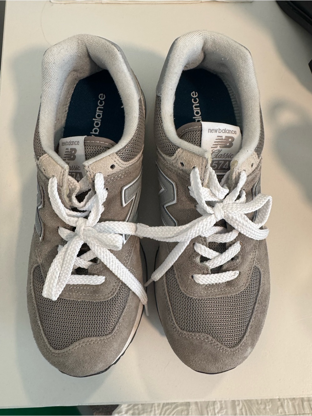 New Balance Gray Suede and Mesh Sneakers